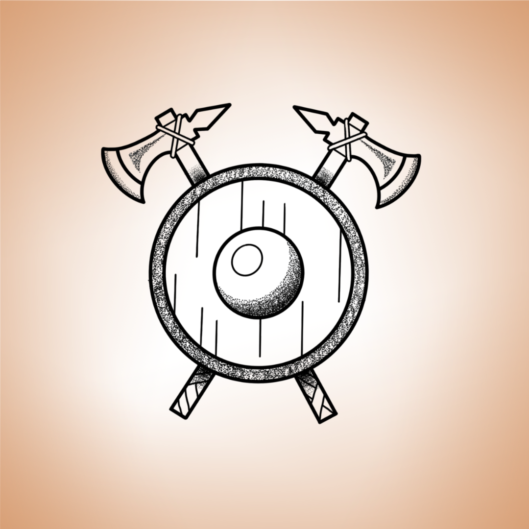 Bouclier viking avec haches croisées - Voyage