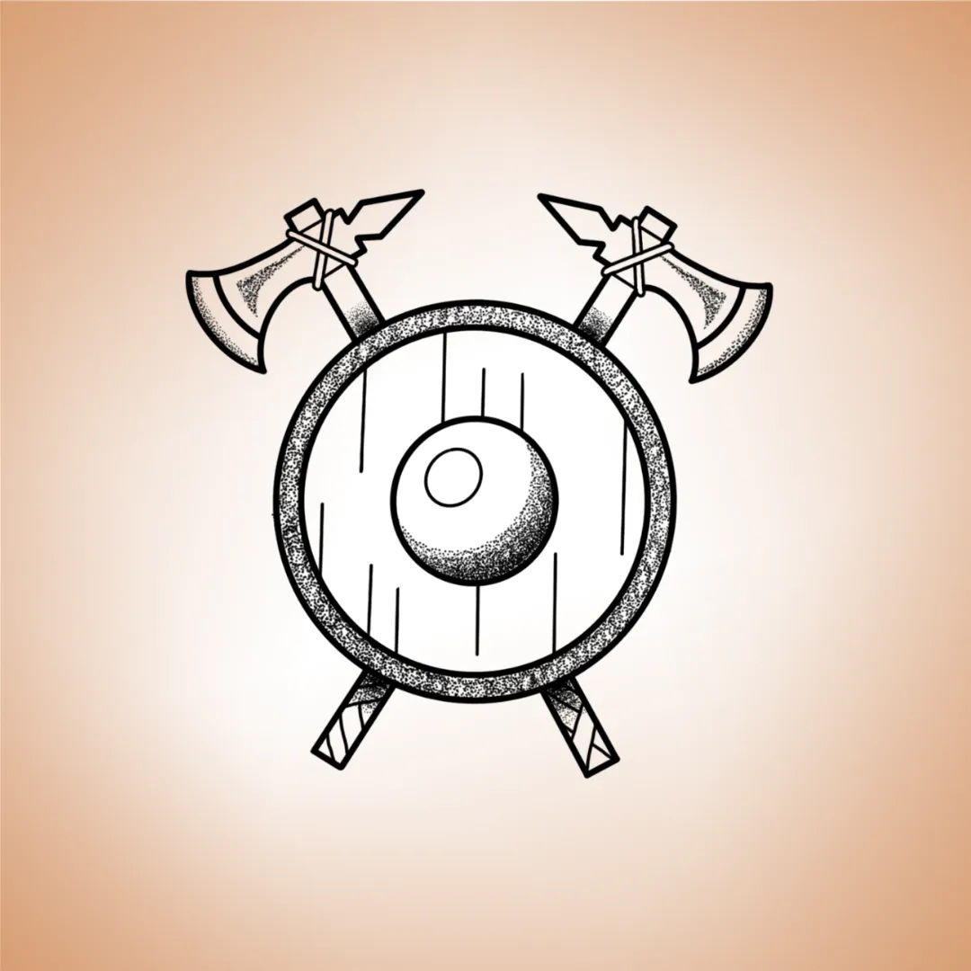 Bouclier viking avec haches croisées - Voyage